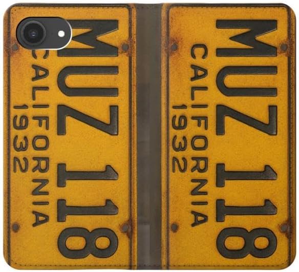 RW4060 Vintage California Car License Plate PU Leather Flip Case Cover for iPhone 16e, iPhone 17e Multicolor image 5