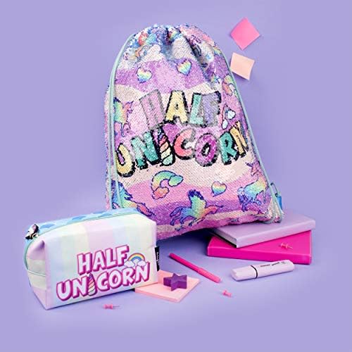 Fringoo Reversible Sequin Kids Drawstring Bags PE Kit Bag for Girls Swimming Bag for Boys Large Gym Bag Travel School Backpack Water Resistant 43 x 34 cm