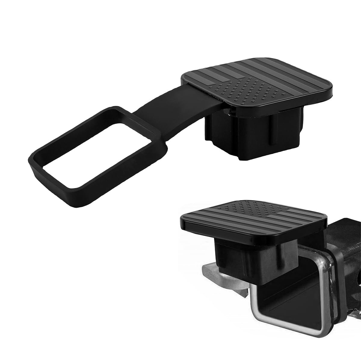 Trailer Hitch Cover, American Flag Hitch Cover Tube Plug Insert fits 2" Receivers, 2 Inch Rubber Tow Receiver Tube Hitch Dust-Proof Plug, Universal Trailer Car Accessories (Black)