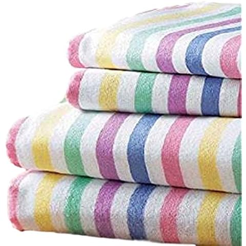 Bedding Heaven® Super Soft Flannelette- Candy Stripe 100% Brushed Cotton Fitted Sheet, Flat Sheet, Duvet Cover or Pillowcases. Sold Separately (Double Duvet Cover Set) Cover
