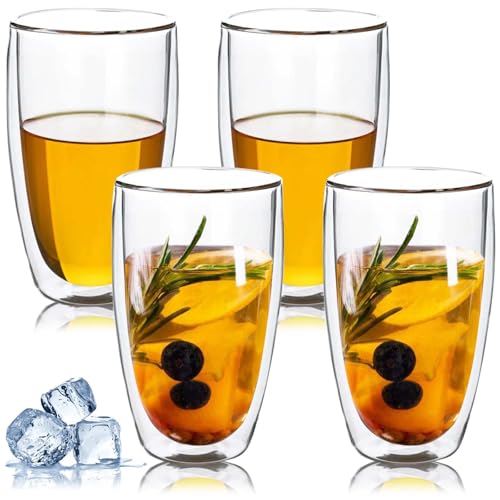 Lot de 4 tasses à expresso à double paroi de 450 ml - Verres à latte macchiato - Verres à cappuccino - Verres à café - Verres thermiques