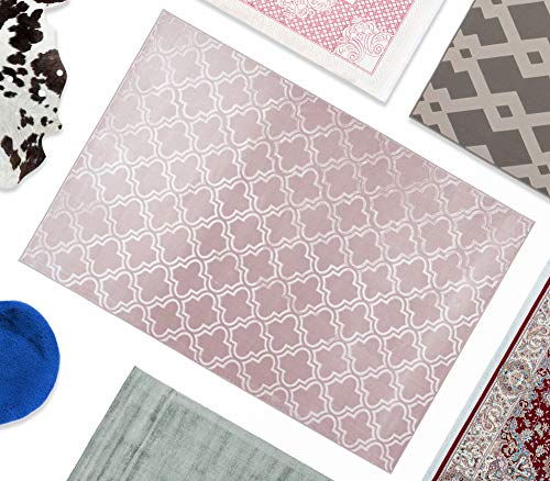 V Vascavi - Alfombra con estampado en relieve, de algodón, fácil cuidado, para salón, habitación de los niños, dormitorio (80 x 300 cm), color rosa