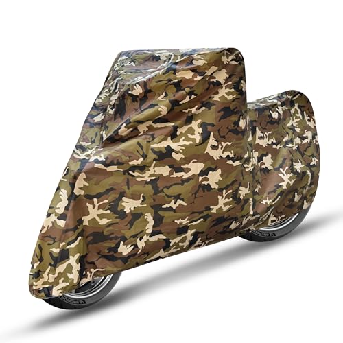 Image of Auto Hub 100% Waterproof Bike Cover, Dustproof, UV Protection Bike Cover for All Two Wheeler Bike Upto 1000cc Size -Waterproof Army Print