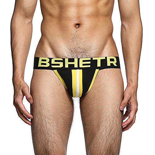 BSHETR Men's Underwear Jockstrap Athletic Supporters, 3-Pack Cotton Low Rise Stretch Multipack Performance Jock Strap (3-Pack(R165), X-Large 36"-38",91cm-96cm)