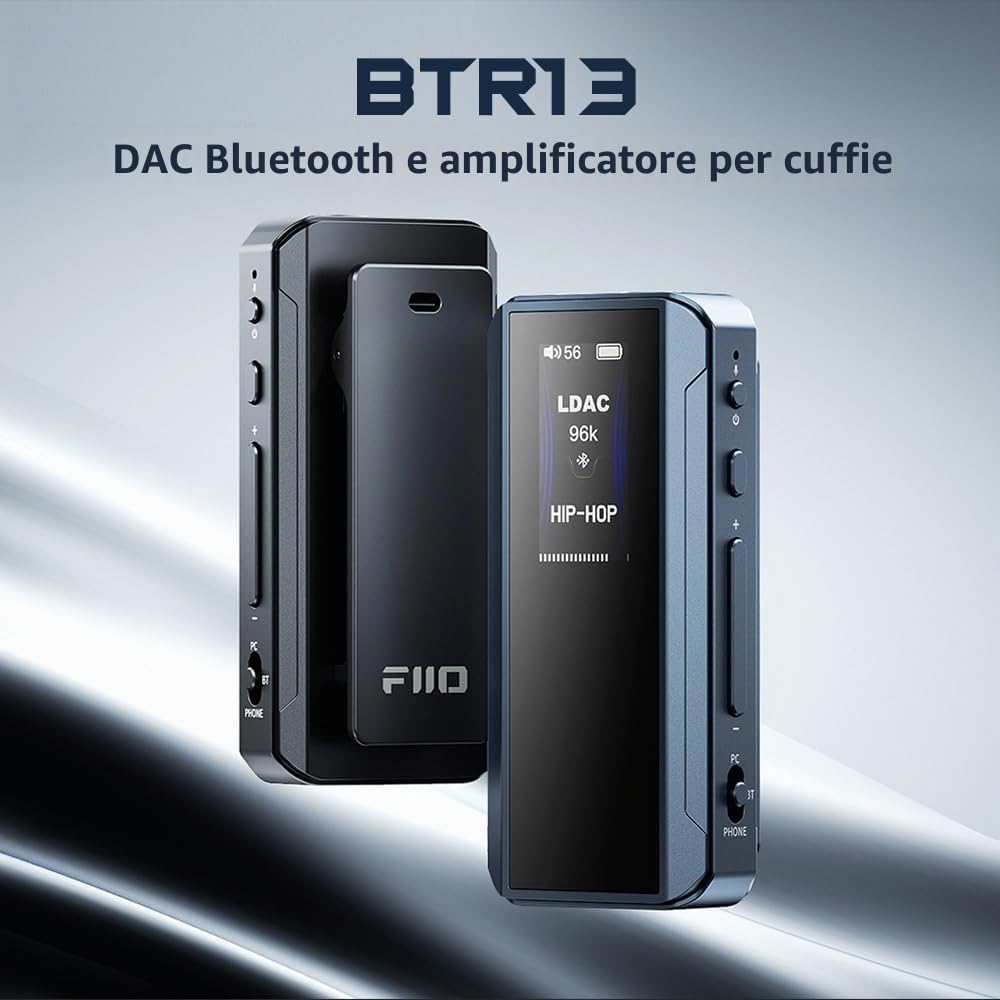 FiiO Amplificatore per cuffie Bluetooth BTR13 (nero) | Supporto LDAC e AAC, AptX Adaptive e aptX HD, Dual CS43131 DAC, uscite da 3,5 mm e 4,4 mm