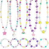 Picture of SIELEVIN Kids Jewelry for Little Girls Necklace Bracelet with Unicorn Rainbow Star Crown Pendant for Toddler Dress up Jewelry Princess Gifts for 3 4 5 6 7 8 Years Old