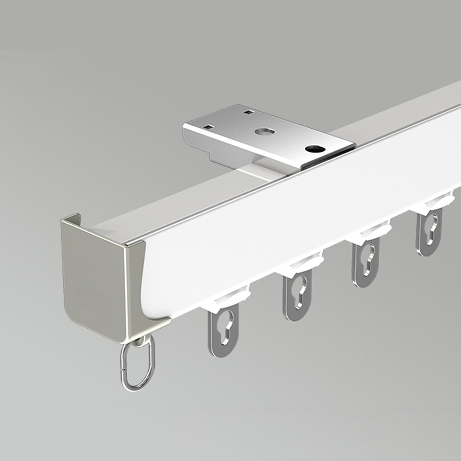 White Curtain Track 24 30 36 48 50 60 108 112 120 188 200 Inch, Wall or Ceiling Mount Curtain Rail Room Divider with Roller Hooks, Aluminum RV Closet Sliding Drop Tracks Set(Color:White(ceiling),Size: