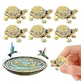 YESSZ Mini Brass Turtle Shape Bath Disk Ornaments Bird Bath Purification Disks Birdbath Cleaner Universal for Outdoor Birdbaths, Garden Bowls (Turtle 6pcs)