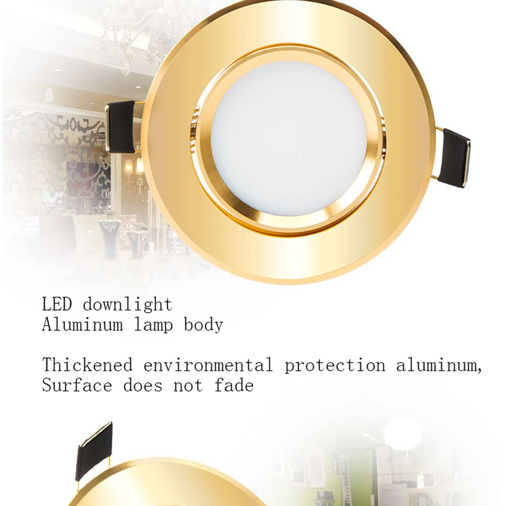 Lot de 14 Luminaires Encastrés LED de Style Nordique Moderne 3 W en Aluminium Doré avec Disque de Finition pour Usage Domestique Et Commercial