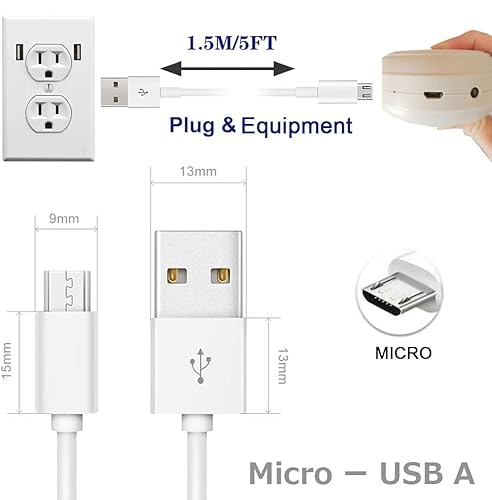 Miniatura 3 de Yogasleep - Cable de carga micro USB de 5 pies compatible con Yogasleep Hushh, máquina portátil de ruido blanco para bebé, máquina de ruido blanco