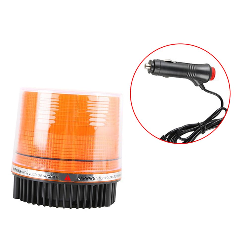 Riloer Luz de baliza intermitente de emergencia LED, 18 luces LED de advertencia con base magnética de 12 V, 1 unidad de luces estroboscópicas de seguridad de color ámbar