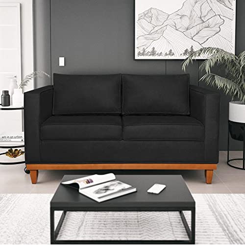 Melhores Sofás de 2 Lugares - Transforme Sua Sala  1 Sofá 2 Lugares 140cm Suede Esper Maranata Estofados Preto