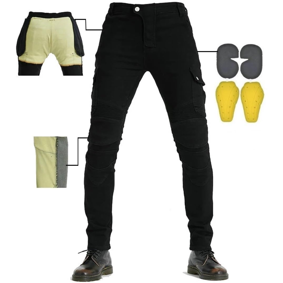 Hombre Moto Jeans Motocicleta Pantalones con Forro Protector de Aramida