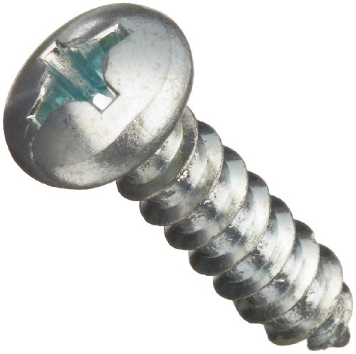 Zinc Plated Steel Sheet Metal Screw, Pan Head, Phillips Drive, #8-18, 1/4