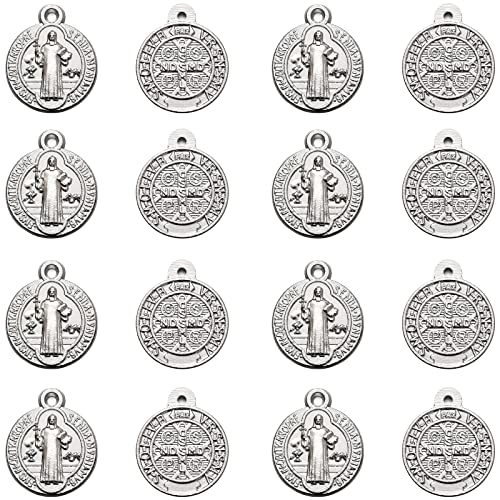60Pcs Alloy Medalla de San Benito Charms Saint Benedict Medal Pendant for Diy Mexican Bracelet Keychain Jewelry Making