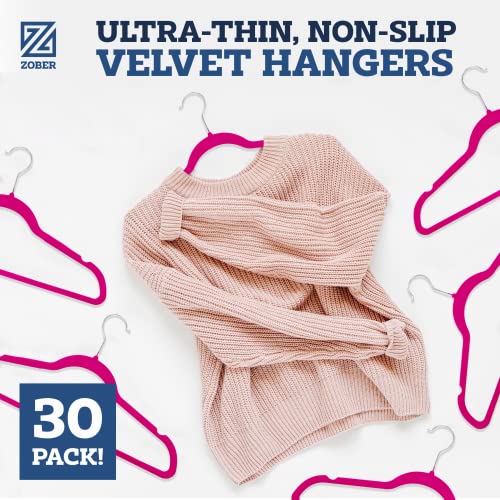 image for Zober Velvet Hangers - Heavy Duty Hangers for Coats, Pants & Dress Clo