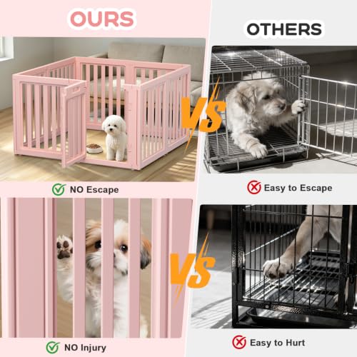 Image of Dog Playpen Indoor,Puppy Playpen,Pink 23.6 inch H,8 Panels | Dog Play Pen Indoors with Open View,Tool-Free Setup,Multi-Shape Setup,Dog Pen for Dogs,Cats & Puppies