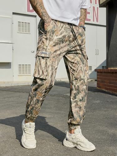 Image of JEMLDL Mens Cargo Joggers Pants Elastic Waist Drawstring with Flap Pockets Techwear Pants for Men