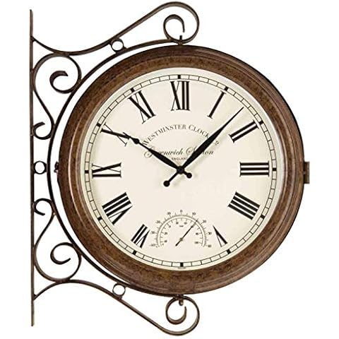 Altuna Smart Solar 5063020 - Greenwich Double Sided Station Clock with Thermometer, 38 x 38 x 5 cm, White Cover