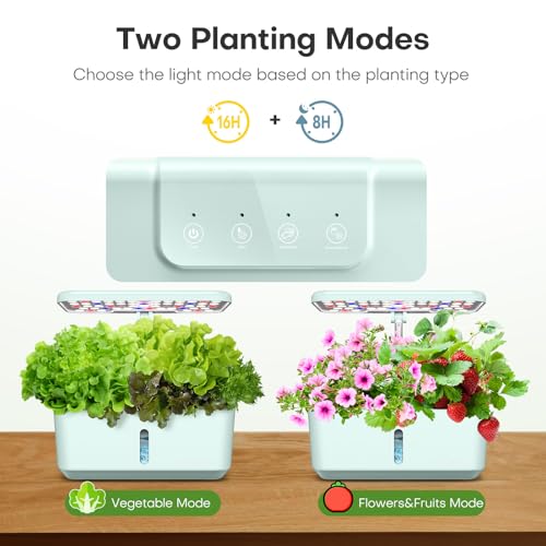 Image of Indoor Garden Hydroponics Growing System: 10 Pods Kit with LED | Plant Germination Kit Herb Vegetable Growth Lamp Countertop Hydroponic Planter Harvest Lettuce for Healthy-Living Enthusiasts
