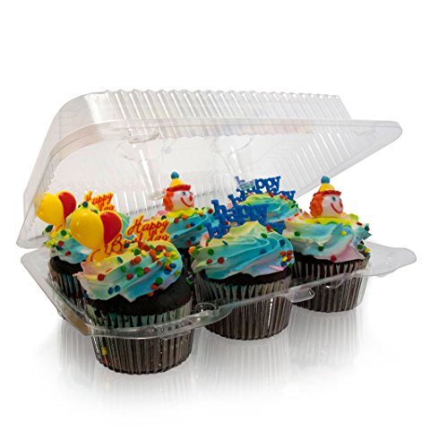 Pizety UNKNOWN Pack Of 30 Half Dozen Cupcake Containers 6 Compartment Clear Cupcake Muffin Containers 4 Inch High thumb #4
