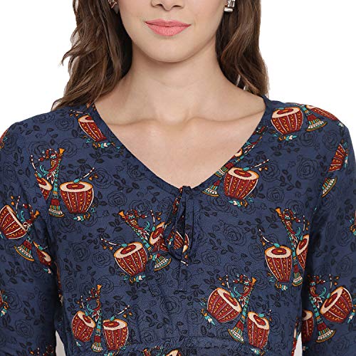 Image of Mine4Nine Women's Rayon A-Line Midi Casual Dress