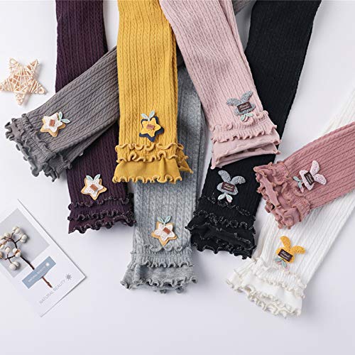 5 Packs Little Baby Girls Knit Footless Tights with Ruffle Cute Cartoon Pattern Ankle Length Leggings for Kids2