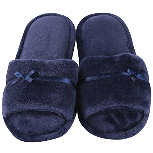 Home Slipper Open Toe Slippers Womens Soft Fuzzy Flannel Memory Foam Non-Slip Indoor Slippers4