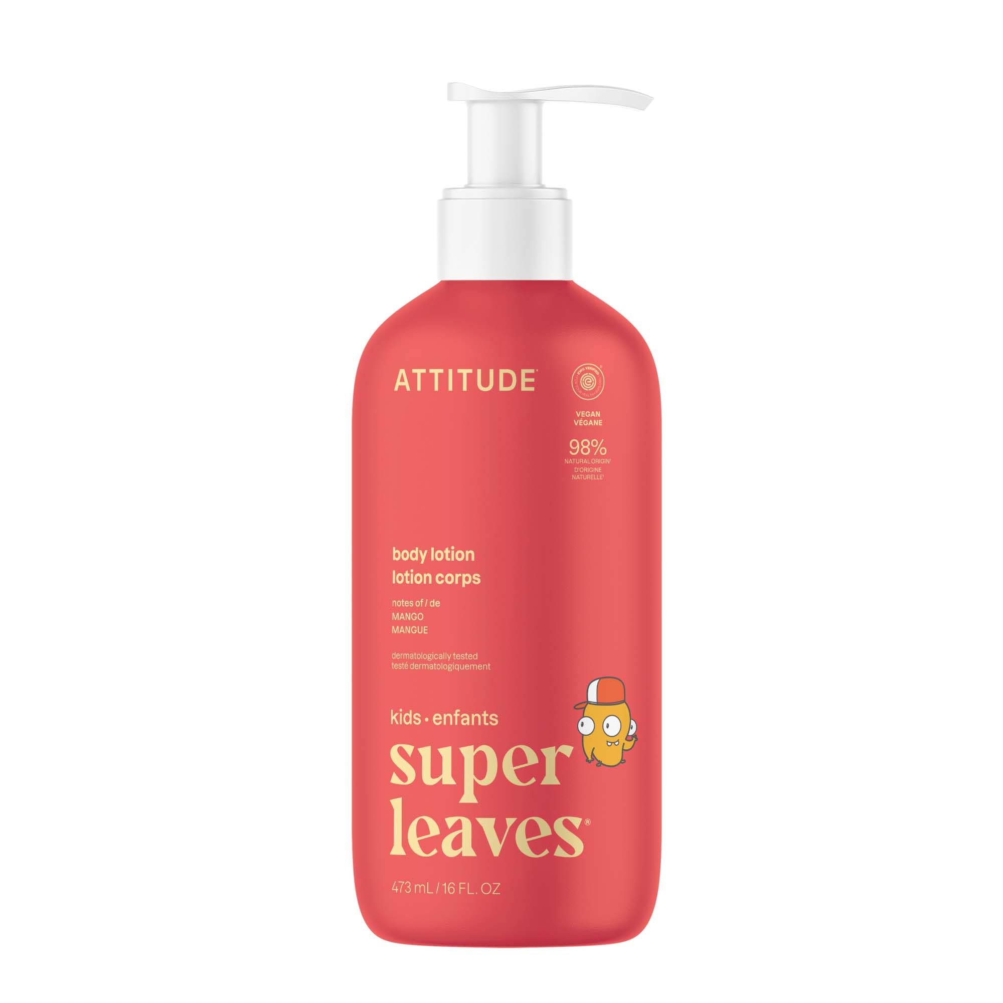ATTITUDE Balsam do ciała dla dzieci, zweryfikowany przez EWG, testowany dermatologicznie, krem na bazie roślin i minerałów, wegański, mango, 473 ml
