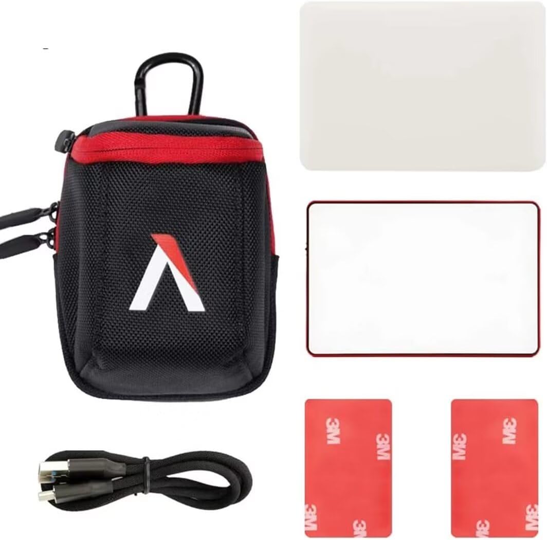 വശം view of the Aputure Amaran MC light showing the OLED screen, power switch, function control wheel, and USB-C port.