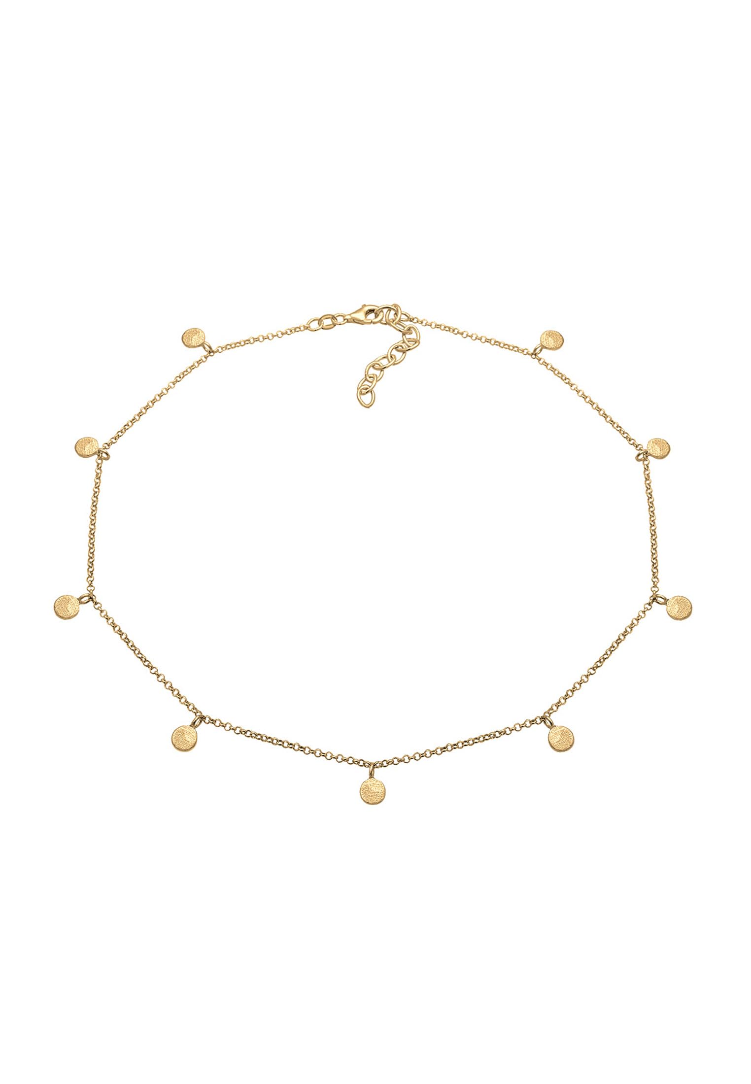 Elli Damen Halskette Choker Kette Geo Kreis Basic Matt Coin Collier in 925 Sterling Silber