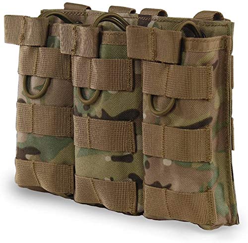 Mlida Molle Mag Pouch , Tactical Triple Magazine Pouch , Open-Top Nylon Modular Accessories Bag on Vest for M4 M16 AR15 AK Type Magazines - Camouflage