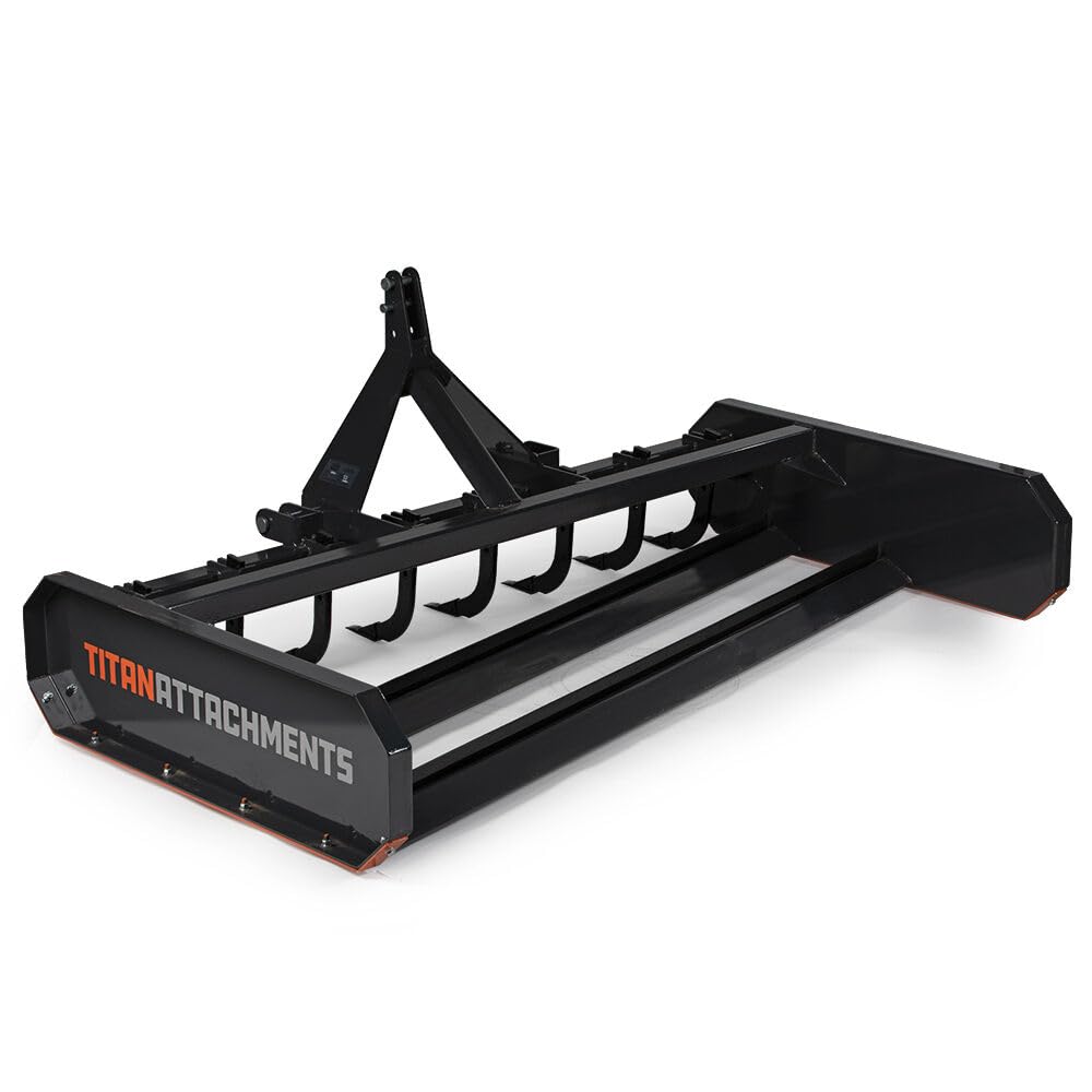 Titan Attachments 7 FT Land Leveler and Grader With Shanks For 3 Point Tractor Fits Cat 1 And Cat 2
