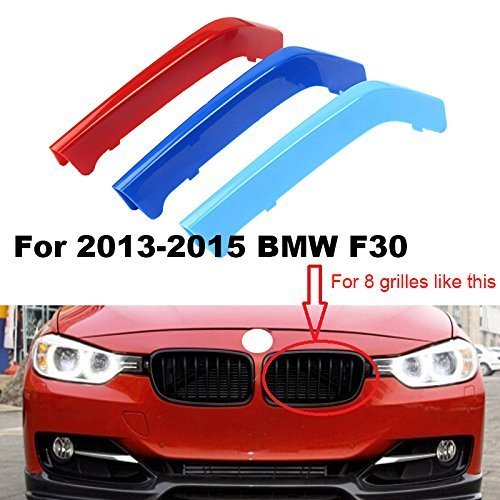 BizTech ® Parrillas de coche Inserciones Rayas decoración para BMW 3 Series F30 M3 2013-2015 8 rejillas M Power M Sport Tech