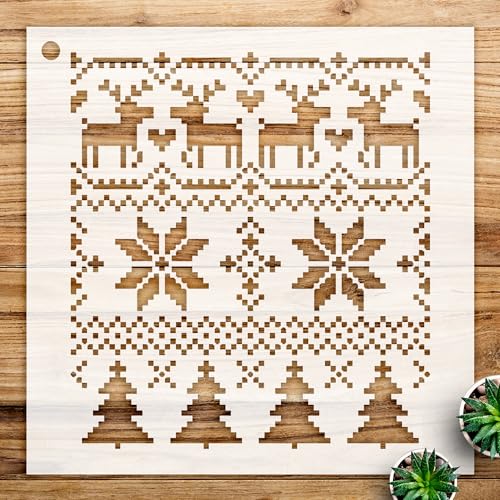 Christmas Sweater Pattern Stencil for DIY Crafts, Ideal for Aprons, Pillows, and Seasonal Decor Projects - Size A4 (8.5