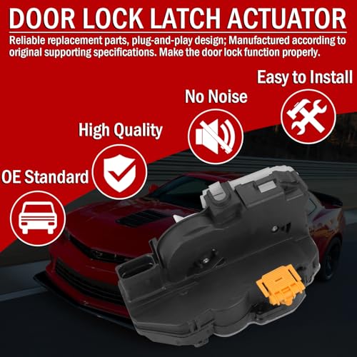 Image of Rear Right Passenger Side Door Latch Lock Actuator Compatible with Chevy Equinox Volt Cruze Malibu GMC Terrain Cadillac SRX, Replaces 931-387 13503784 13579552