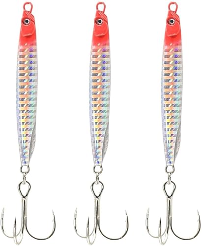 Miniatura 11 de Saltwater Fishing Lures Fishing Jigs Fishing Spoons for Striped bass, Pompano, Spanish Mackerel ，Bluefish Plata (3 piezas),Rojo (3 piezas),Varios