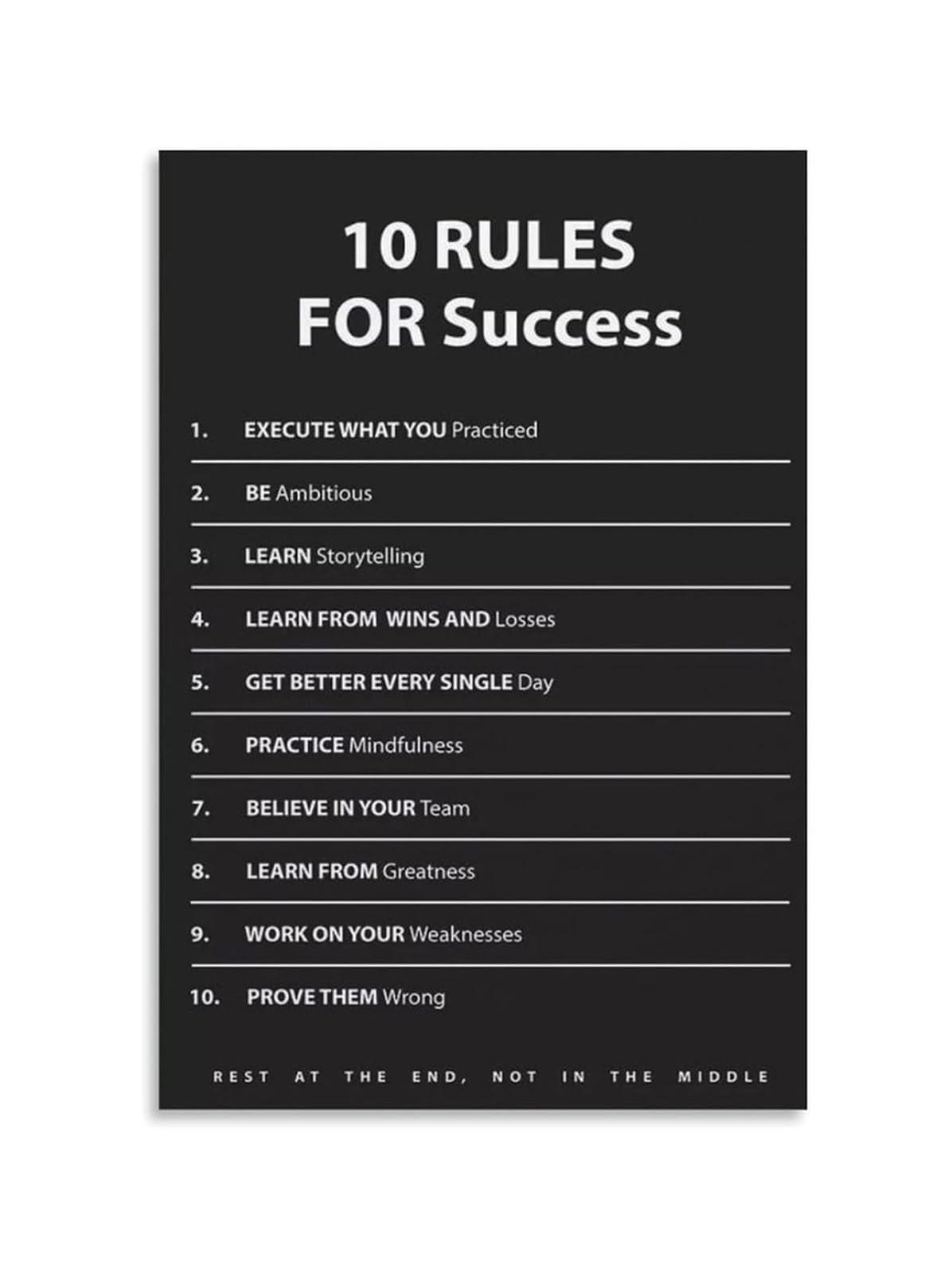 EKFBQBGW Motivational Office Sign 10 Rules for Success Quote Vintage Metal Tin Sign for Home Office Wall Decor Business Inspiration Gym Studio (8 X 12 inch)
