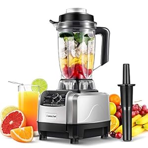AMZCHEF Blender Smoothie Maker Twee Blending Containers – Smoothiemaker High Performance Mixer met LED – 1200W 20000 RPM Elektrische Juicer Blender – 6 Pro-Sharp 3D Blades – Zwart