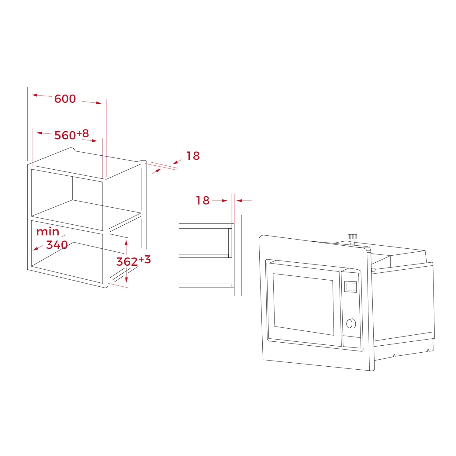 TEKA Microondas Integrable con Grill, Capacidad 20 L, 5 Niveles de Potencia, 800 W, Interior de Acero Inoxidable, Negro, Modelo MWE 202 FI