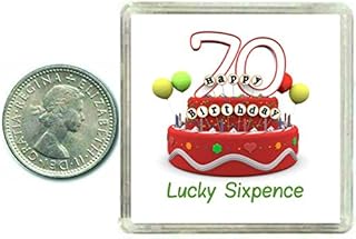 70th Birthday Lucky Sixpence Gift, Great good luck present idea for man or woman