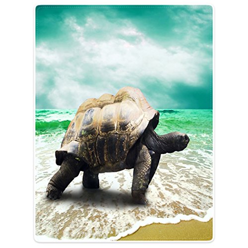 YISUMEI Deken zachte flanel zachte fleece deken bedsprei schildpad zee strand