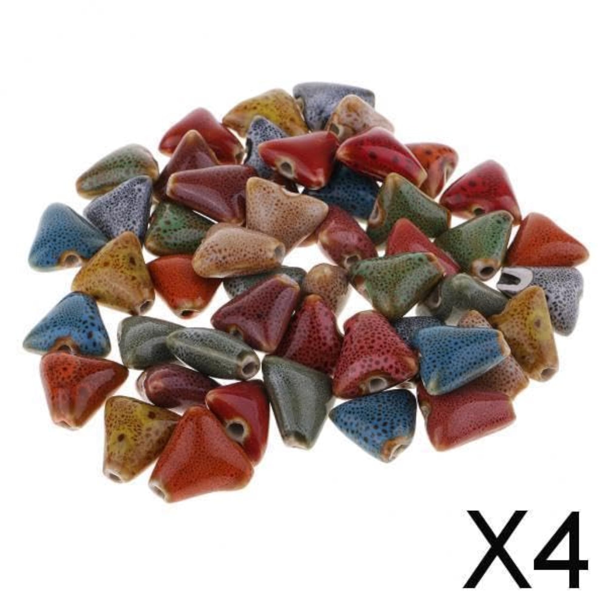 Flower Glaze Ceramic Beads for DIY Bracelet Making, 4x50 Pieces