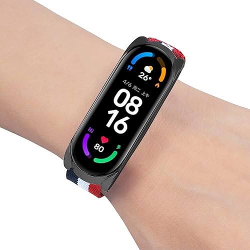 Miniatura 7 de Correa deportiva compatible con Xiaomi Mi Band 6Mi Band 5, pulsera de repuesto tejida de lona, suave, transpirable, tela ajustable con marco de