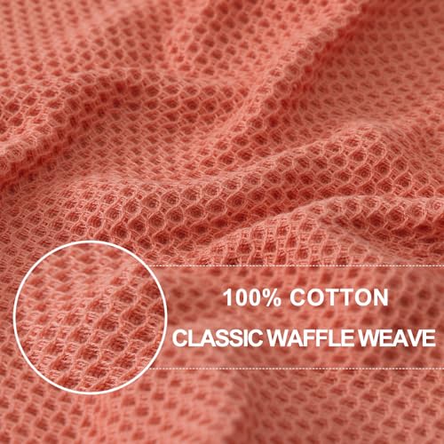 Image of Homaxy 100% Cotton Waffle Weave Kitchen Dish Cloths, Ultra Soft Absorbent Quick Drying Dish Towels, 12 x 12 Inches, 12-Pack, Coral