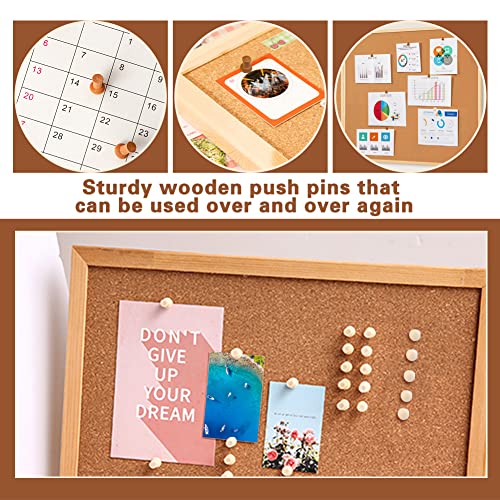 image for IMZAY 270 Pcs Wood Push Pins, 2 Colors and 7 Types Decorative Thumb Ta