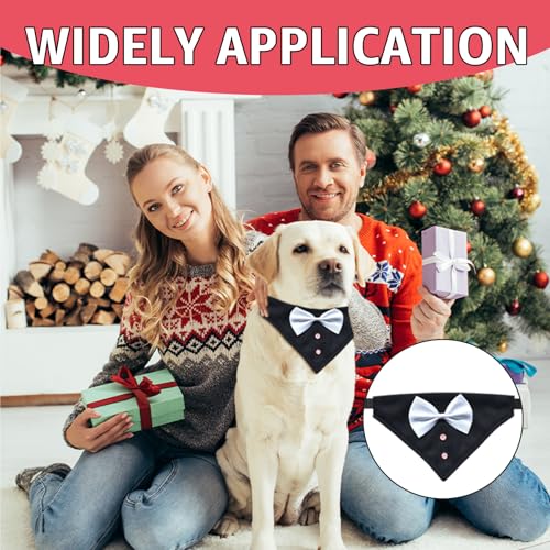 Hund Smoking Bandana Halsband, Formale Hochzeit Party Hundehalstuch mit Fliege Verstellbar Krawatte Haustier Anzug Fliege für Hunde für Party Geburtstag für Kleine Mittelgroße und Große Hunde,XL