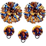 Lovecheer 5PCS Blue and Orange Pom Poms Cheerleading with Mini Pompoms Wrist Ropes Cheerleader Costume for Sports Team Spirit Basketball Hockey Football Dance Performance