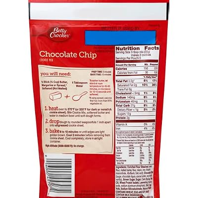 Betty Crocker Chocolate Chip Cookie Mix, Makes (12) 2-inch Cookies, 7.5 oz.