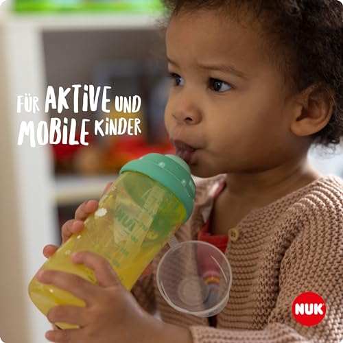 NUK Flexi Cup Trinklernbecher für Kleinkinder | 12+ Monate | 300 ml | Auslaufsicherer, weicher Trinkhalm | Clip & Schutzkappe | Blau – Ansicht 5